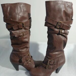 Dolce Vita Brown Buckle Heeled Boots